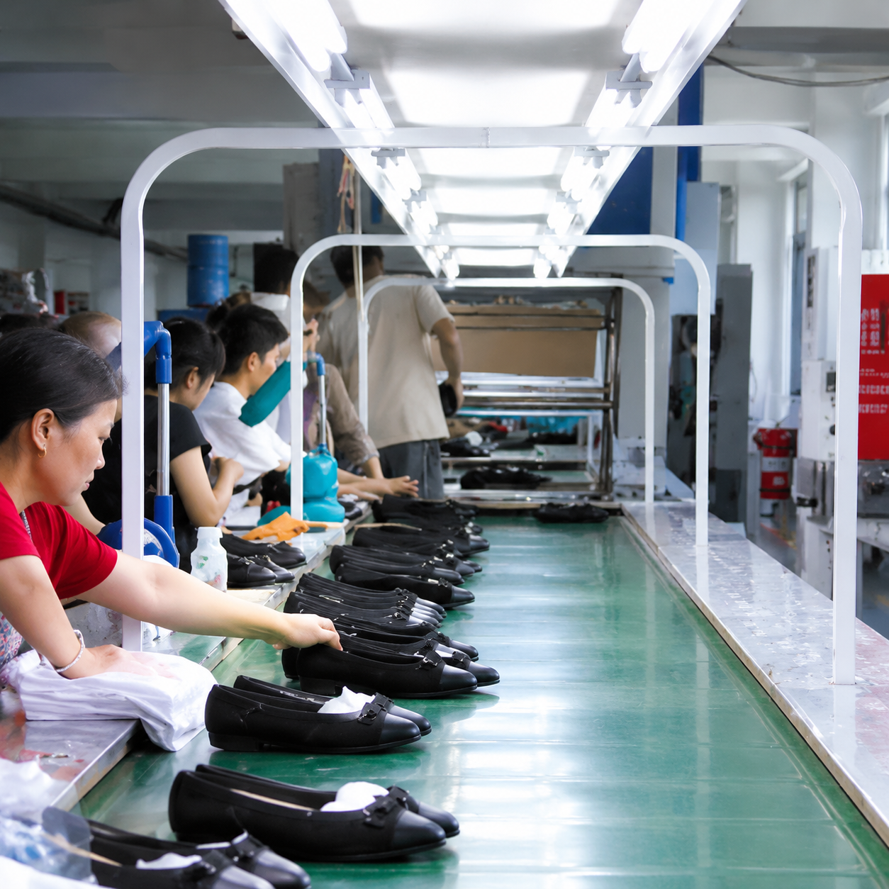 Quality inspection area at XuFan footwear factory