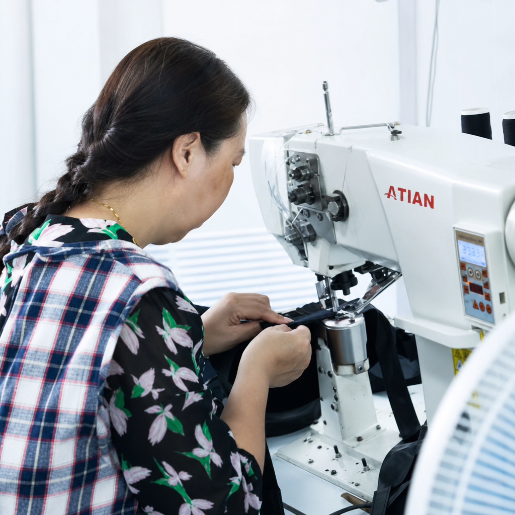 Stitching line at XuFan footwear factory