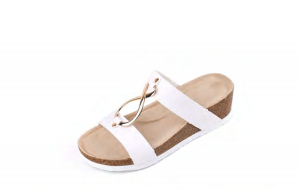 The White Wedge Cork Slide — OEM footwear manufacturer