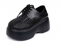 Sequin Woven Platform Oxford Loafers— OEM footwear manufacturer